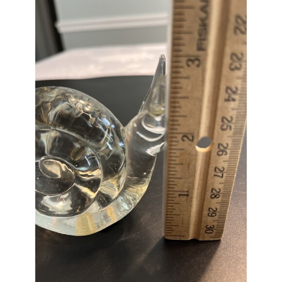 Lot of 2 Art Glass Clear Figurine Paperweight Snail & Seal Sea Lion - Picture 5 of 12